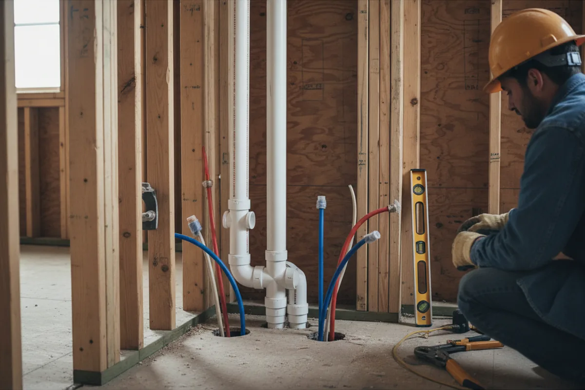Drain and supply rough-in during Leak Detection in Greenland